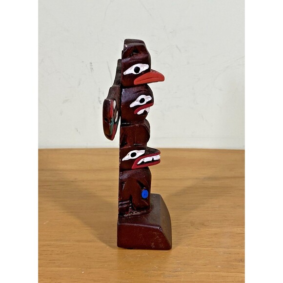 Totem Pole Alaskan Craft 4.5" Tall Figurine Vintage Resin Made in USA - Picture 4 of 8